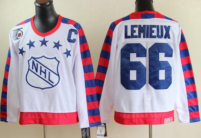 Cheap Pittsburgh Penguins #66 Mario Lemieux White CCM 75Th All Star NHL Jerseys For Sale