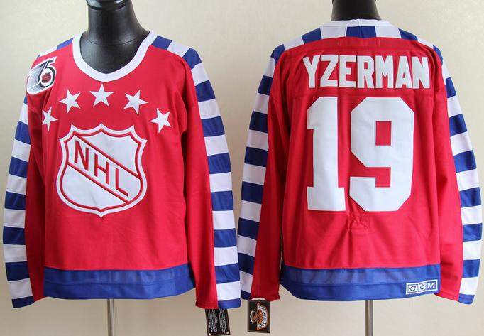 Cheap Deroit Red Wings #19 Steve Yzerman Red CCM 75Th All Star NHL Jerseys For Sale