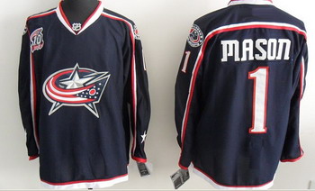 Blue Jackets 1 Mason Blue Jerseys