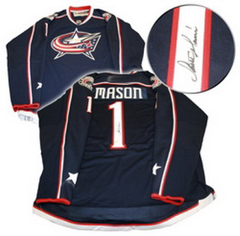 blue jackets 1 MASON Blue Hockey Jerseys