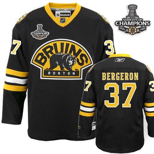 Cheap Boston Bruins 37 Patrice Bergeron Black Third 2011 Stanley Cup Champions NHL Jersey For Sale