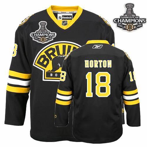 Cheap Boston Bruins 18 Nathan Horton Black Third 2011 Stanley Cup Champions NHL Jersey For Sale