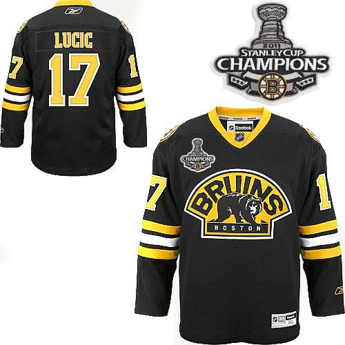 Boston Bruins 17 Milan Lucic Black Third 2011 Stanley Cup Champions NHL Jersey