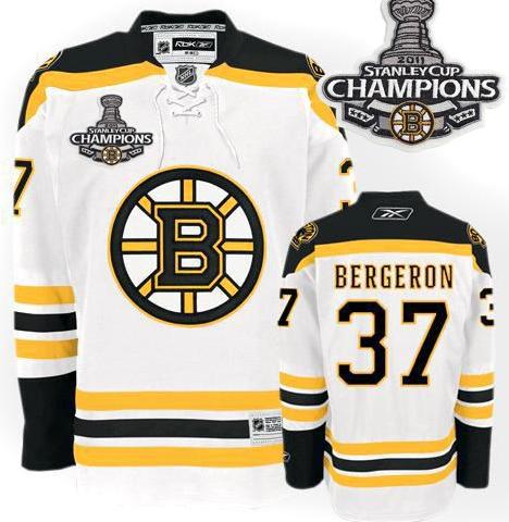 Cheap Boston Bruins 37 Patrice Bergeron White 2011 Stanley Cup Champions NHL Jersey For Sale