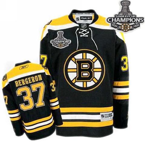 Boston Bruins 37 Patrice Bergeron Black 2011 Stanley Cup Champions NHL Jersey