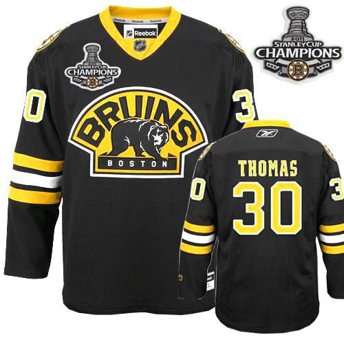 Boston Bruins 30 Tim Thomas Black Third 2011 Stanley Cup Champions NHL Jersey