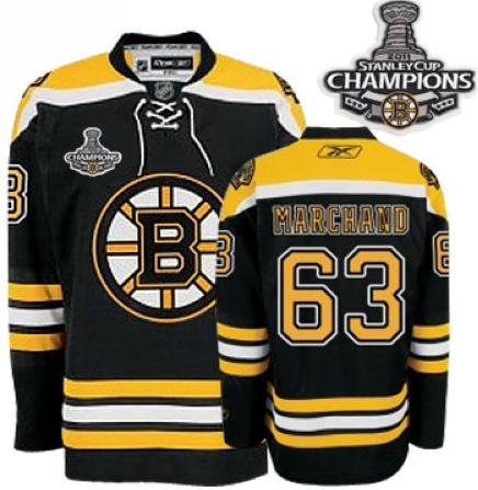 Boston Bruins 63 Brad Marchand Black 2011 Stanley Cup Champions NHL Jersey