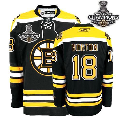 Cheap Boston Bruins 18 Nathan Horton Black 2011 Stanley Cup Champions NHL Jersey For Sale
