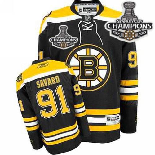Cheap Boston Bruins 91 Marc Savard Black 2011 Stanley Cup Champions NHL Jersey For Sale