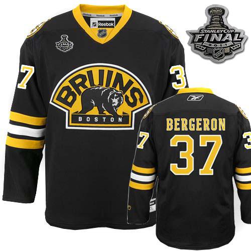 Cheap Boston Bruins 37 Patrice Bergeron 2011 Stanley Cup 3rd black Jersey For Sale