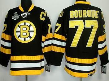 Cheap Boston Bruins 77 BOURQUE 2011 Stanley Cup 3rd Black Jersey For Sale