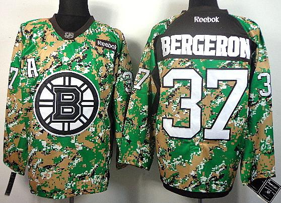 Cheap Boston Bruins 37 Patrice Bergeron Camo NHL Hockey Jersey For Sale
