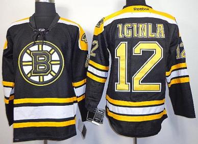 Boston Bruins 12 Jarome Iginla Black NHL Jerseys
