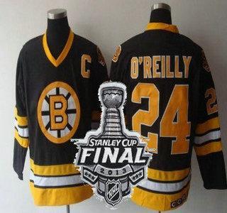 Cheap Boston Bruins 24 Terry Oreilly Black Throwback CCM NHL Jerseys With 2013 Stanley Cup Patch For Sale