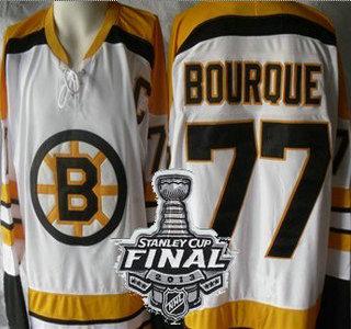 Boston Bruins 77 Ray Bourque White Throwback CCM NHL Jerseys With 2013 Stanley Cup Patch
