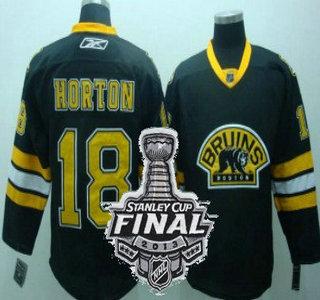 Cheap Boston Bruins 18 Nathan Horton Black Third NHL Jerseys With 2013 Stanley Cup Patch For Sale