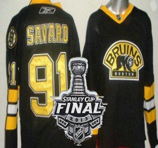 Boston Bruins 91 Marc Savard Black Third NHL Jerseys With 2013 Stanley Cup Patch