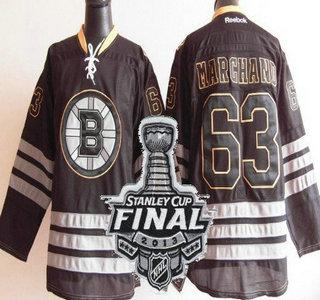 Cheap Boston Bruins 63 Brad Marchand Black Ice NHL Jerseys With 2013 Stanley Cup Patch For Sale