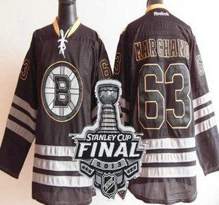 Boston Bruins 63 Brad Marchand Black Ice NHL Jerseys With 2013 Stanley Cup Patch