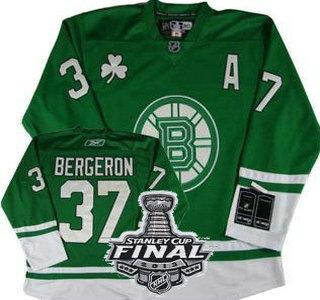 Boston Bruins 37 Patrice Bergeron Green NHL Jerseys With 2013 Stanley Cup Patch