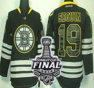 Boston Bruins 19 Tyler Seguin Black Ice NHL Jerseys With 2013 Stanley Cup Patch