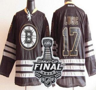 Boston Bruins 17 Milan Lucic Black Ice NHL Jerseys With 2013 Stanley Cup Patch