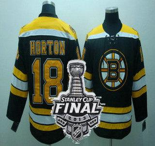 Cheap Boston Bruins 18 Nathan Horton Black NHL Jerseys With 2013 Stanley Cup Patch For Sale