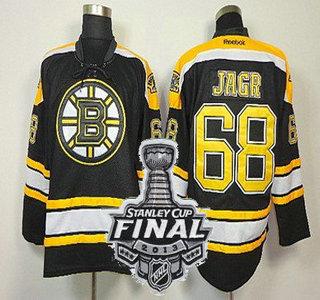 Boston Bruins 68 Jaromir Jagr Black NHL Jerseys With 2013 Stanley Cup Patch
