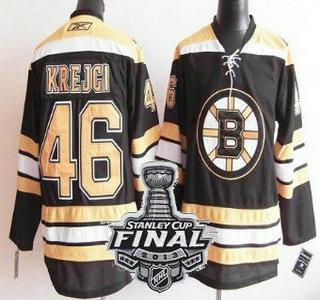 Boston Bruins 46 David Krejci Black NHL Jerseys With 2013 Stanley Cup Patch