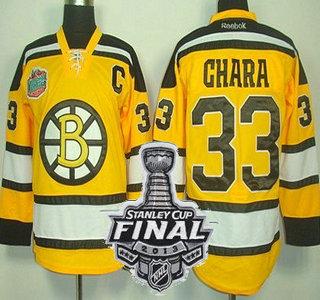 Cheap Boston Bruins 33 Zdeno Chara Yellow NHL Jerseys With 2013 Stanley Cup Patch For Sale