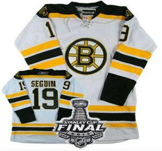 Cheap Boston Bruins 19 Tyler Seguin White NHL Jerseys With 2013 Stanley Cup Patch For Sale