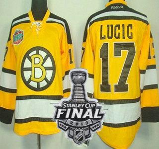 Cheap Boston Bruins 17 Milan Lucic Yellow NHL Jerseys With 2013 Stanley Cup Patch For Sale