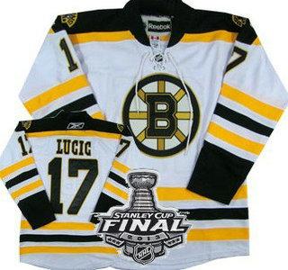 Boston Bruins 17 Milan Lucic White NHL Jerseys With 2013 Stanley Cup Patch
