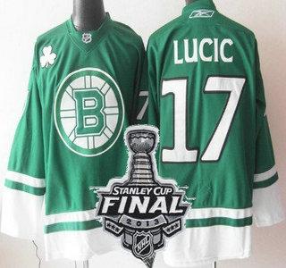 Boston Bruins 17 Milan Lucic Green NHL Jerseys With 2013 Stanley Cup Patch