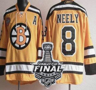 Boston Bruins 8 Cam Neely Yellow NHL Jerseys With 2013 Stanley Cup Patch