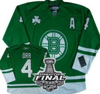 Cheap Boston Bruins 4 Bobby Orr Green NHL Jerseys With 2013 Stanley Cup Patch For Sale