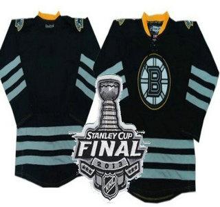 Boston Bruins Blank Black Ice NHL Jerseys With 2013 Stanley Cup Patch