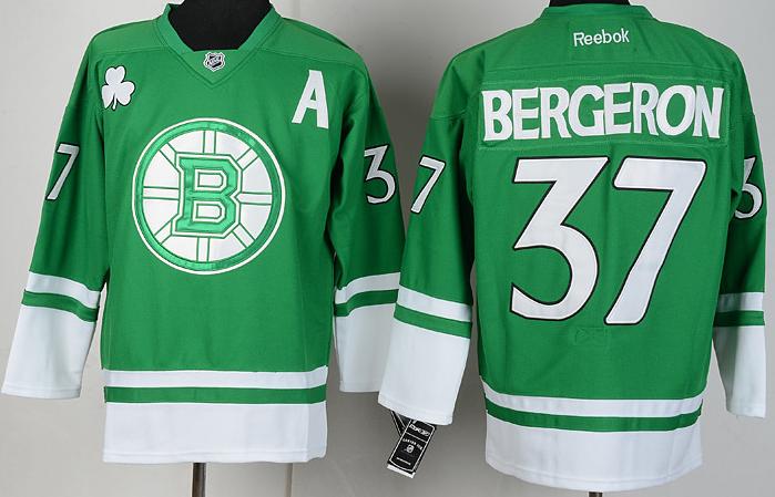 Cheap Boston Bruins 37 Patrice Bergeron Green St Patty's Day NHL Jersey For Sale