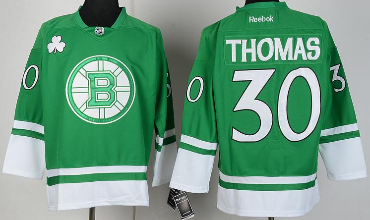 Cheap Boston Bruins 30 Tim Thomas Green St Patty's Day NHL Jersey For Sale