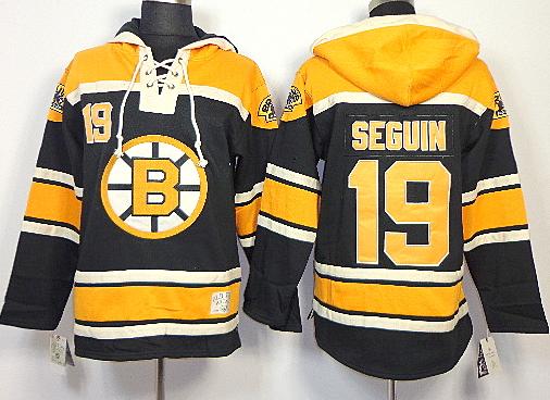 Cheap Boston Bruins 19 Tyler Seguin Black Lace-Up Jersey Hoodies For Sale
