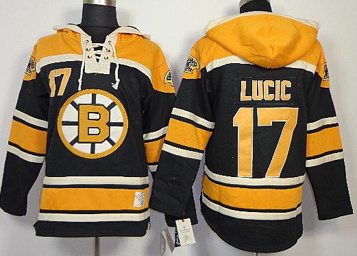 Boston Bruins 17 Milan Lucic Black Lace-Up Jersey Hoodies