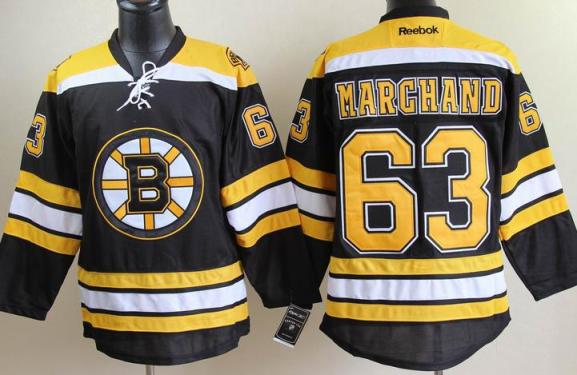 Boston Bruins 63 Brad Marchand Black NHL Jerseys