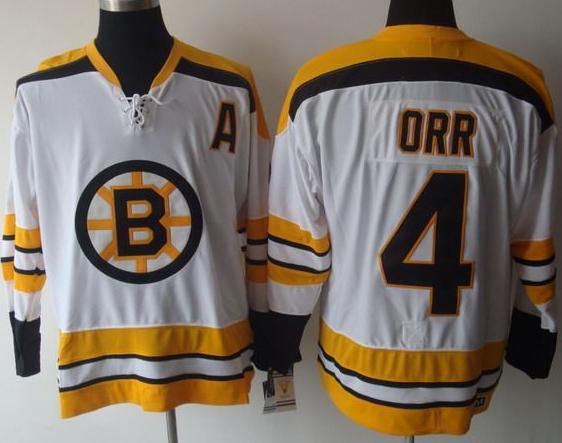 Boston Bruins 4 Bobby Orr White Jersey