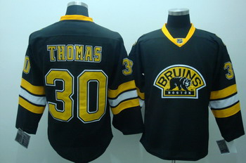 Cheap Boston Bruins 30 Tim Thomas Black 3rd Jerseys For Sale