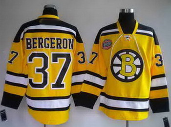 Cheap hockey jerseys Boston Bruins 37 BERGERON Yellow WINTER CLASSIC VINTAGE For Sale