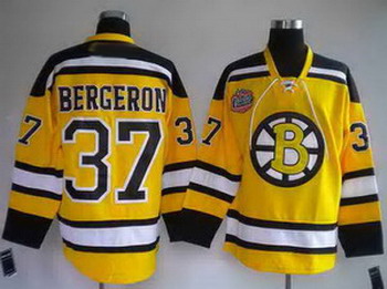 hockey jerseys Boston Bruins 37 BERGERON Yellow WINTER CLASSIC VINTAGE