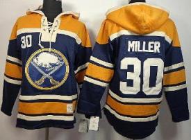 Buffalo Sabres 30 Ryan Miller Blue Lace-Up NHL Jersey Hoodies