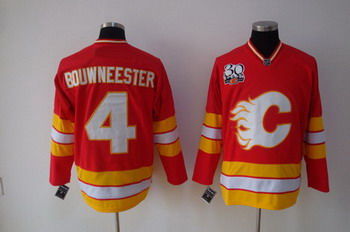 Cheap Calgary Flames 4 Jay Bouwneester Red Jersey 30TH patch For Sale