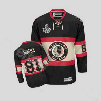 Cheap Chicago Blackhawks 81 Marian Hossa New Third Black Jersey with Stanley Cup Finals Patch For Sale