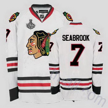 Cheap Chicago Blackhawks 7 Brent Seabrook White Jersey with Stanley Cup Finals Patch For Sale